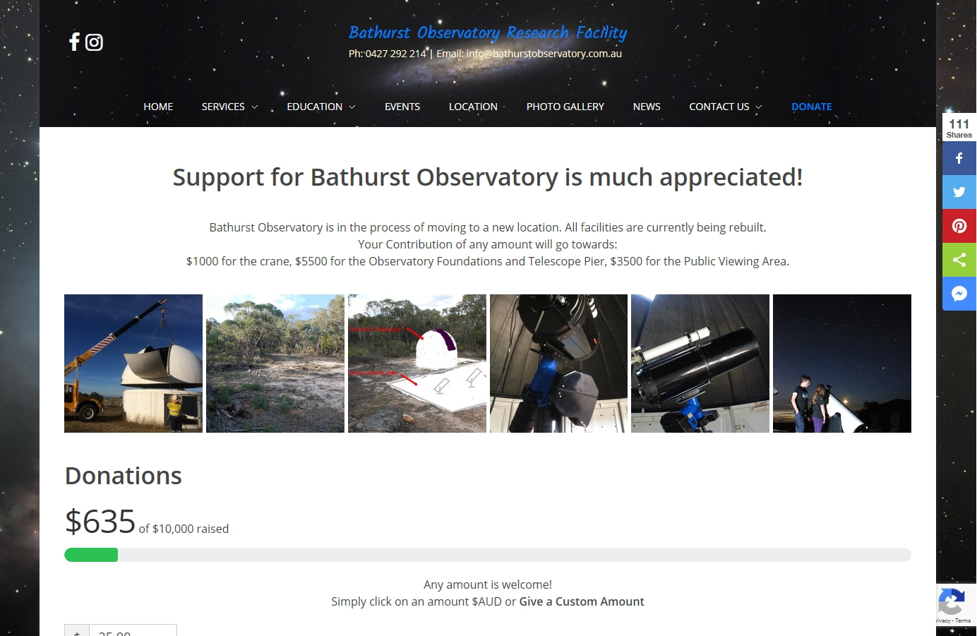 Bathurst Observatory - Donate